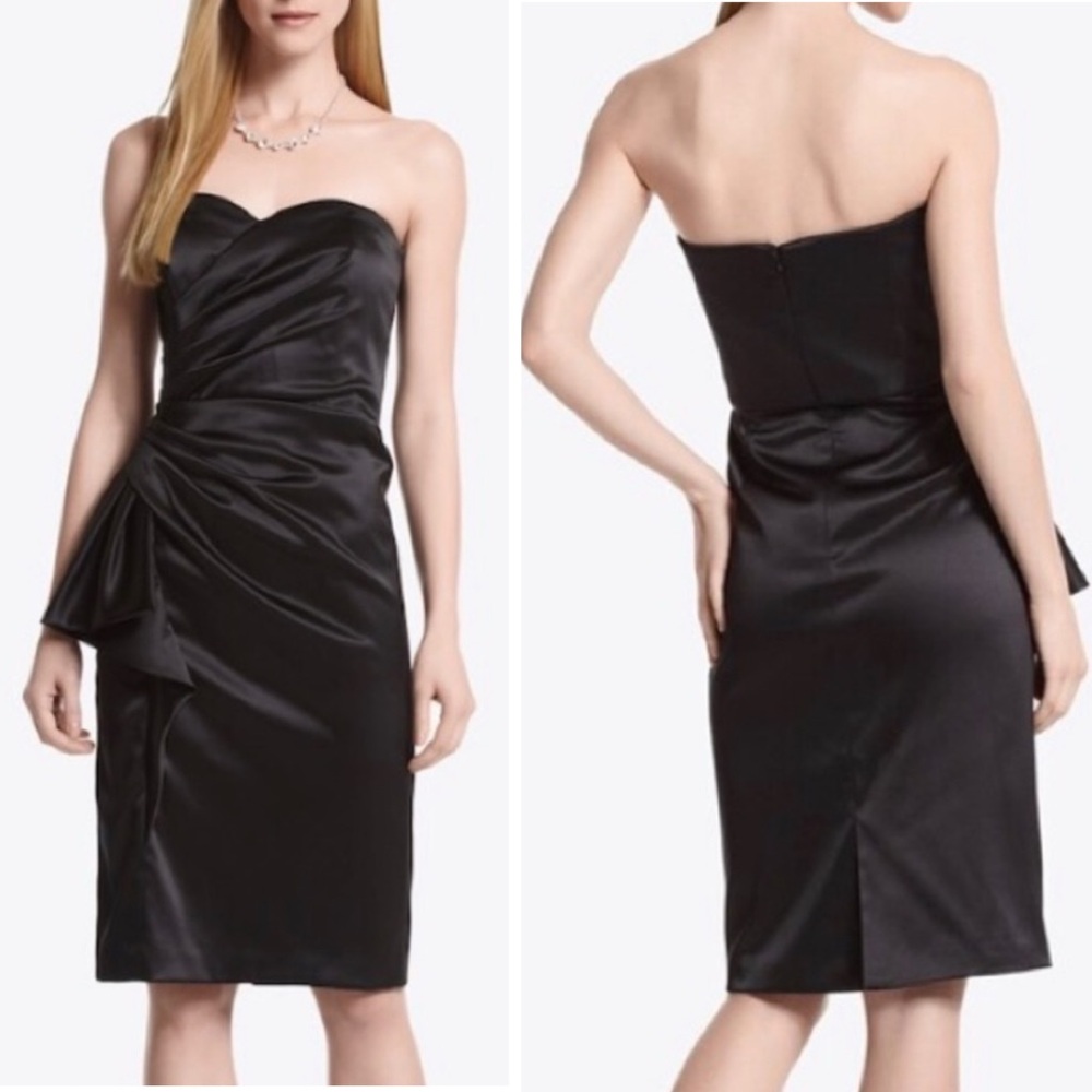 New White House Black Market Elegant Black Strapless Cocktail Evening Dress